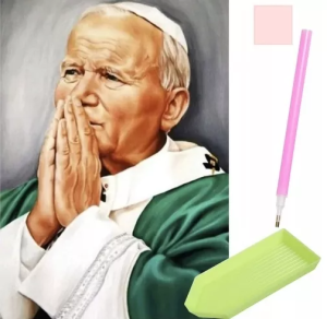 Haft diamentowy mozaika zestaw diamond painting 5d 30x40cm  papież JP II