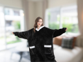 Ciepła bluza koc oversize gruba miękka z kapturem szlafrok długa xxl czarna