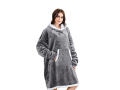 Bluza ciepła koc oversize xxl 2w1 gruba futrzak miękka z kapturem szlafrok szara
