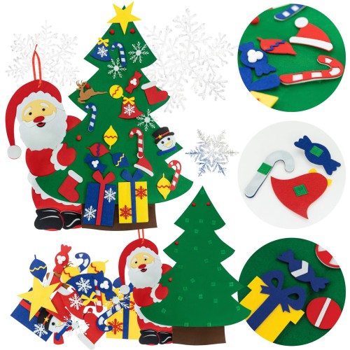 Choinka filcowa z Mikołajem i ozdobami DIY 90 cm Choinka filcowa z Mikołajem i ozdobami DIY 90 cm