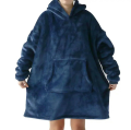 Ciepła bluza koc oversize xxl 2w1 gruba futrzak niebieska