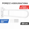 Uchwyt łazienkowy składany 60 cm poręcz asekuracyjna do WC prysznica wann y do 200 kg biały