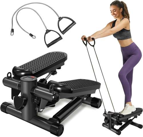 Mini stepper skrętny z linkami i licznikiem – fitness + rehabilitacja