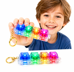 Kliker klawisze clicker – zabawka sensoryczna ADHD, antystresowa klawiatura LED RGB, fidget brelok