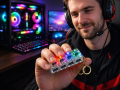 Kliker klawisze clicker – zabawka sensoryczna ADHD, antystresowa klawiatura LED RGB, fidget brelok