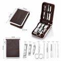 Komplet do Manicure Pedicure 9 el. Zestaw Kosmetyczny Stal Nierdzewna Etui Podróżne