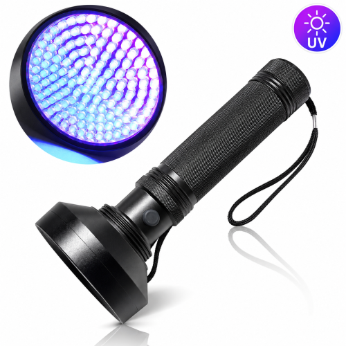 Latarka UV LED 128 diod – profesjonalna lampa ultrafioletowa do wykrywania śladów