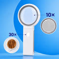 Lupa LED z podświetleniem 10×/30× – 18 diod, 3 barwy światła i podstawka