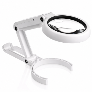Biurkowa lupa LED na stojaku 11× – 6 diod, USB i baterie